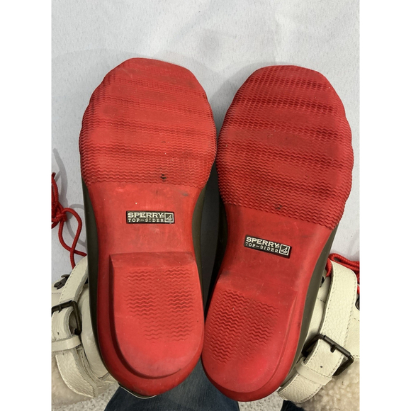 Womans Sperry Top Sider Winter Duck Boots 6 M Brown Ivory Lace Up Zip Up Lined - Picture 8 of 9